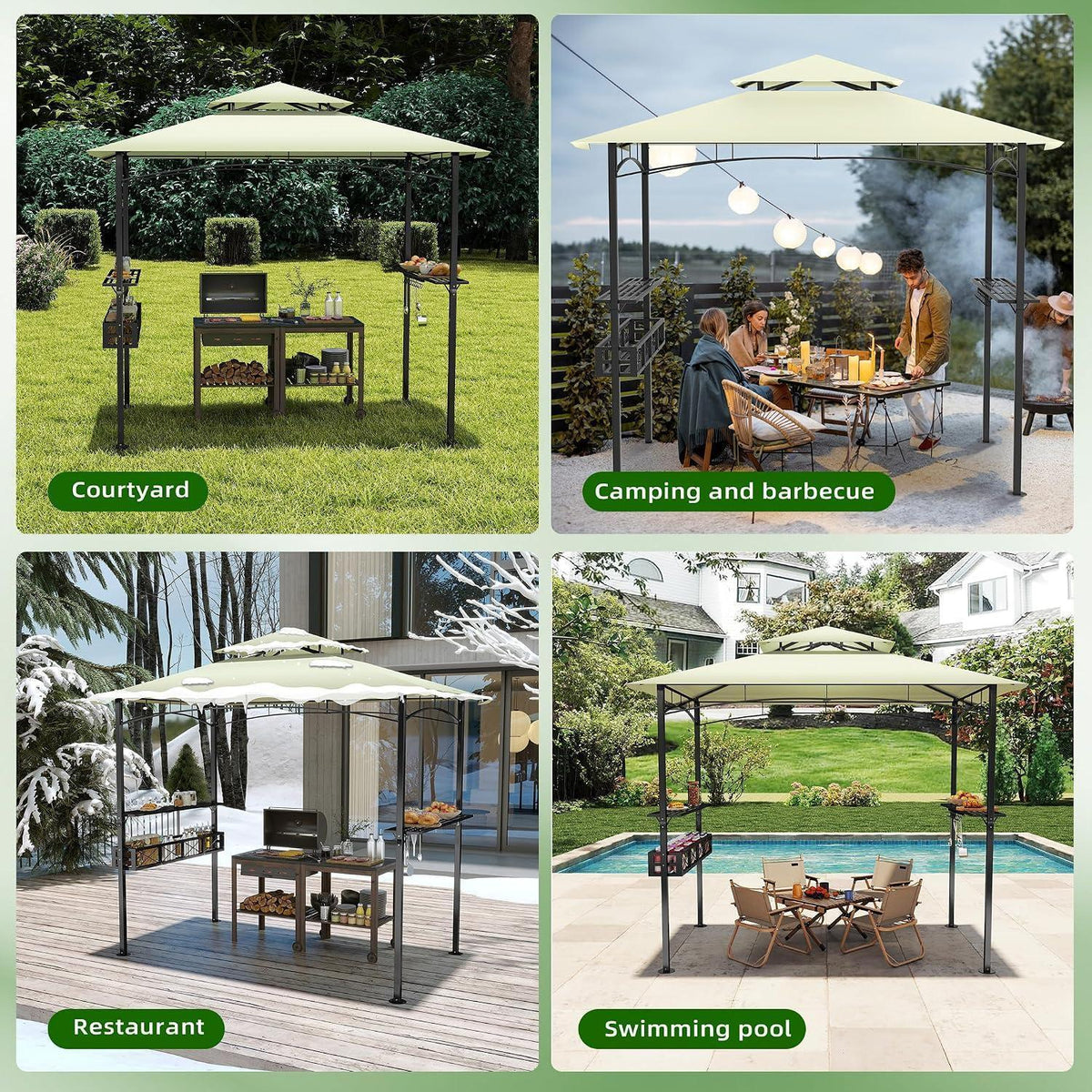 Grillpavillon 245x153cm mit Rauchabzug & Stauraum