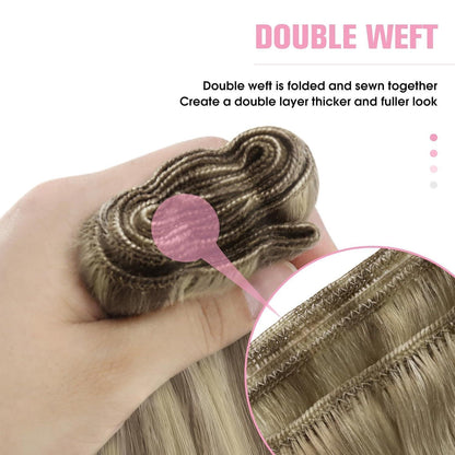 Echthaar Tressen Hellbraun 50cm – Remy Weaving Haarextension