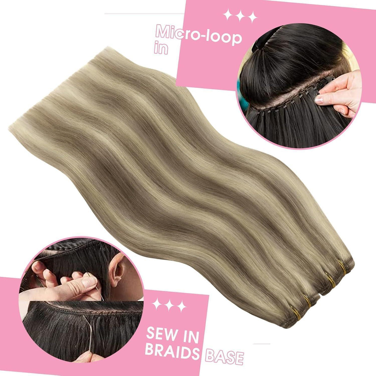 Echthaar Tressen Hellbraun 50cm – Remy Weaving Haarextension