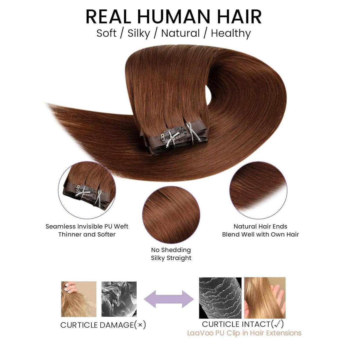 Auburn Echthaar Clip-In Extensions – 35cm, 100g, #33
