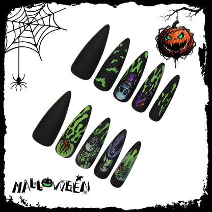 Halloween Falsche Nägel Schwarz Scream Ghostface Gothic Design