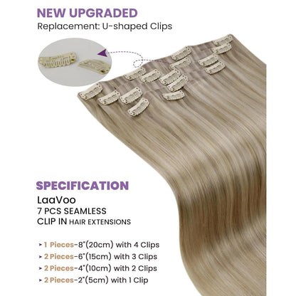 Echthaar Clip-Ins Blonde Highlights 45cm - Natürliche Haarverlängerung