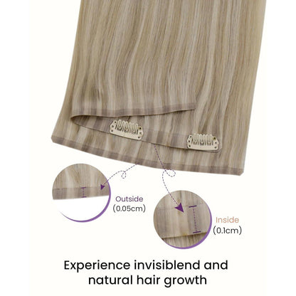 Echthaar Clip-Ins Blonde Highlights 45cm - Natürliche Haarverlängerung