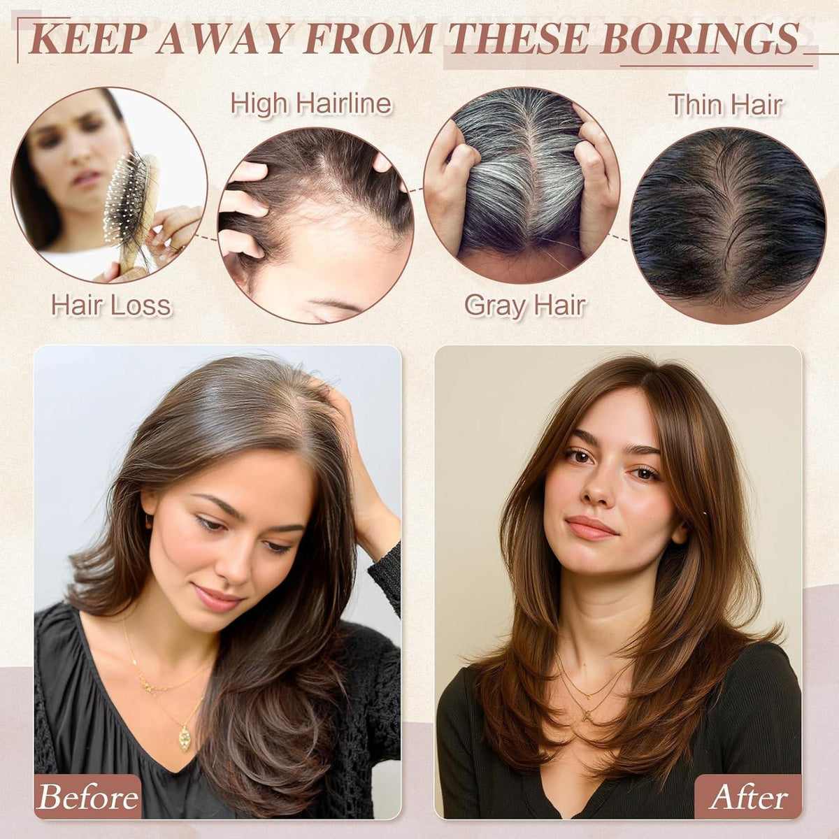 Echthaar Topper Braun | Clip-in Haarteil ohne Pony