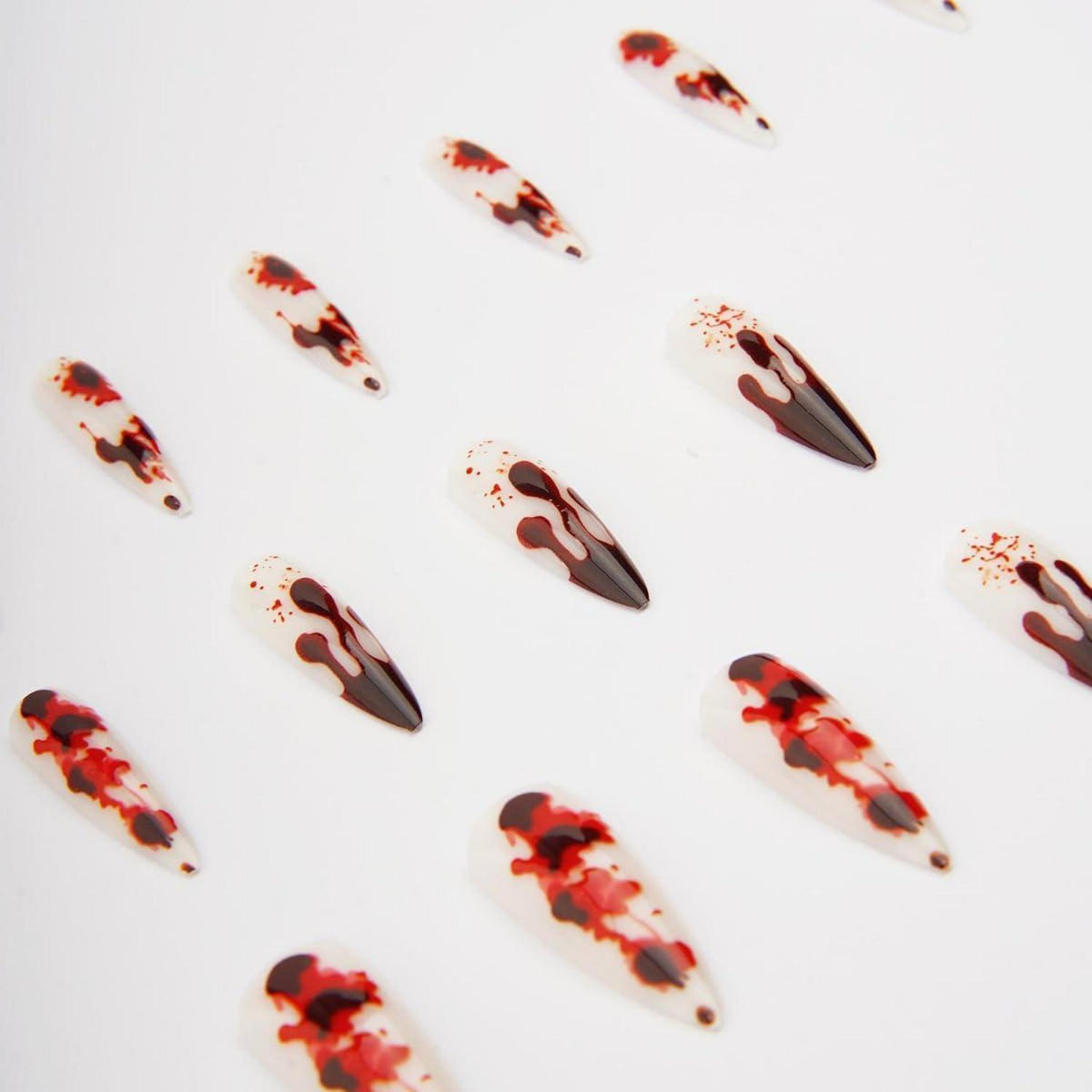 Stiletto Halloween Nägel Dunkel Rot Blood French Fake Nails