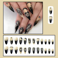Halloween Press On Nails – Nude Gradient Schwarz & Horror Design