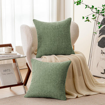 Grüner Chenille Kissenbezug 50x50 cm - 2er Set