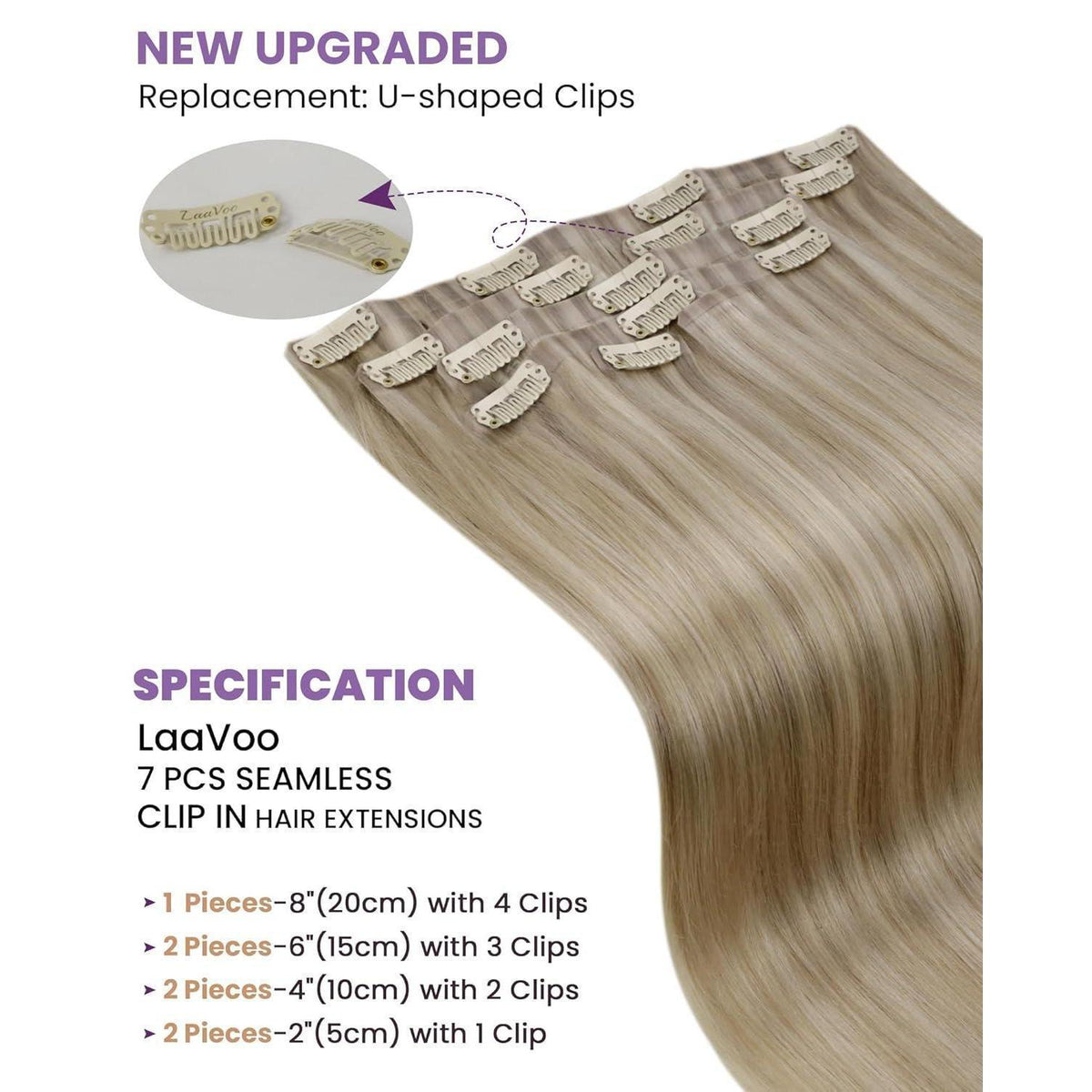Echthaar Clip-Ins Blonde Highlights – 40cm, 100g #16/22