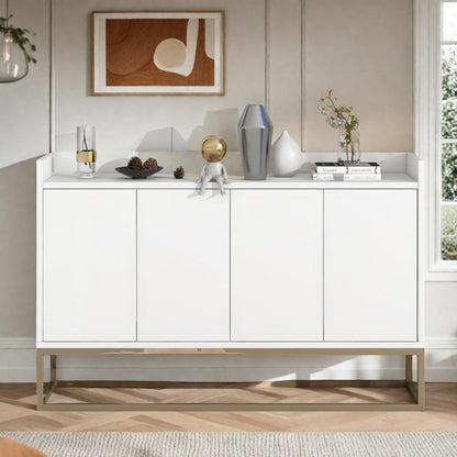 Moderne Anrichte mit 4 Türen & verstellbarem Regal (Weiß)