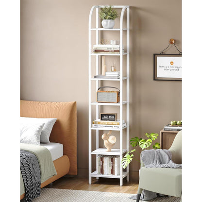 Schmales Bücherregal 7 Ebenen Weiß | Industriestil & Standregal