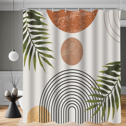 Duschvorhang 180x170 cm Blätter Linie, Wasserabweisend, Waschbar