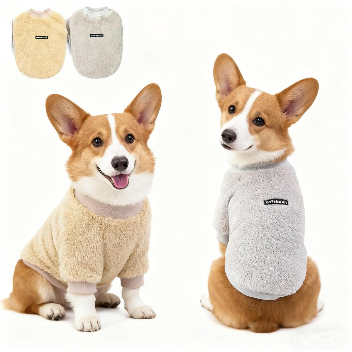 Hundepullover 2er Set Grau & Braun – Warmes Fleece für Kleine Hunde
