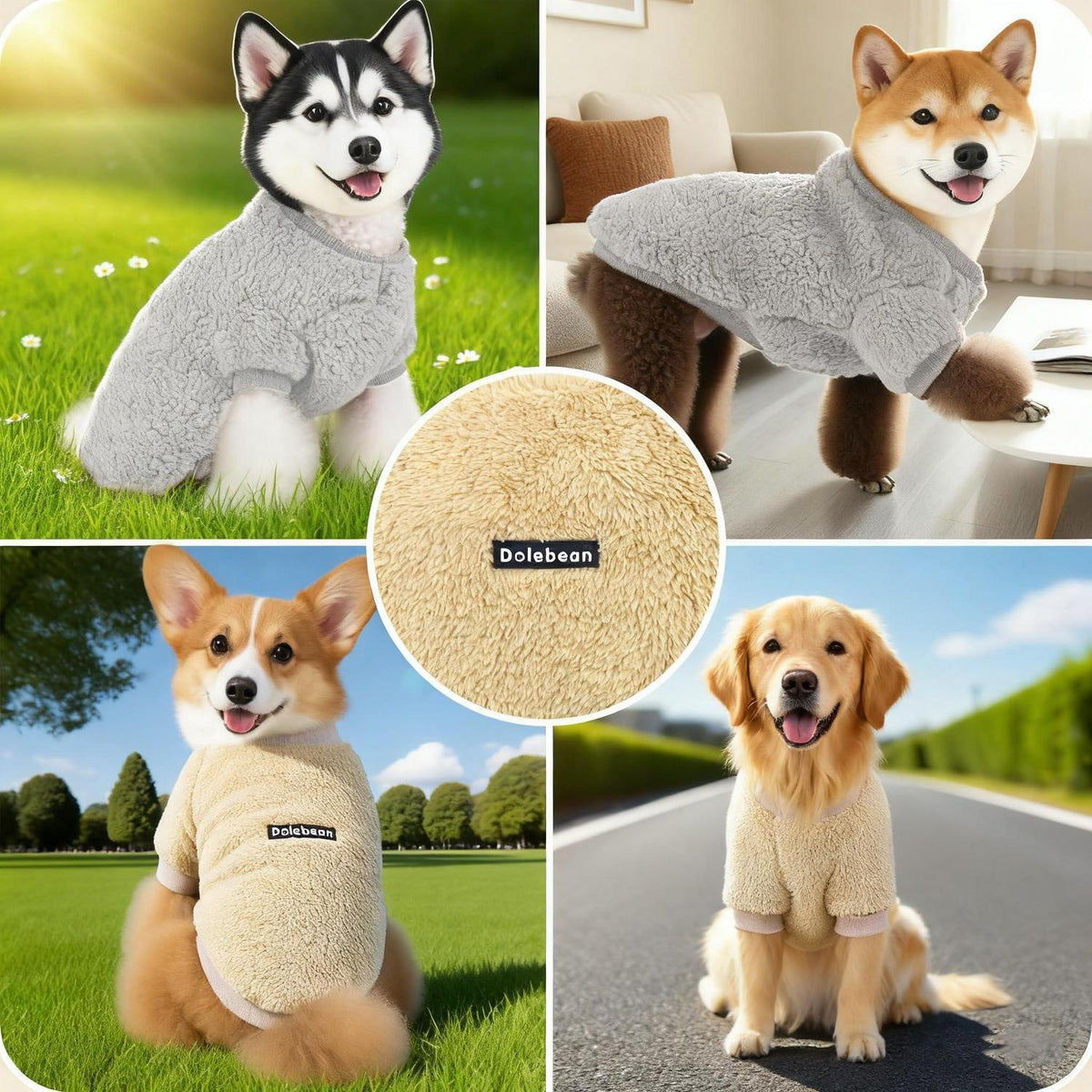 Hundepullover 2er Set Grau & Braun – Warmes Fleece für Kleine Hunde