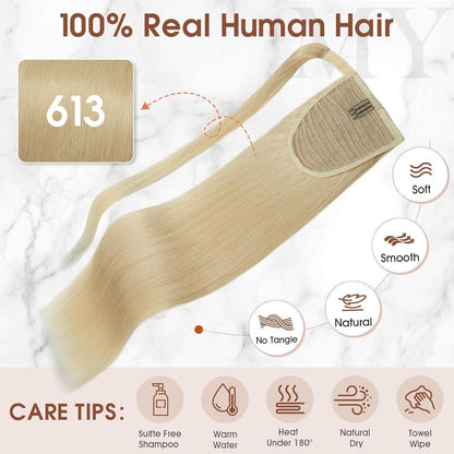 Echthaar Zopf Blond 55 cm – Haarverlängerung mit Klettverschluss