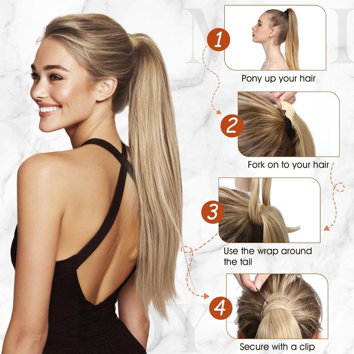 Echthaar Zopf Extension Ascheblond/Blond 40cm – Volumenerweiterung