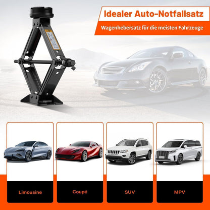 Universeller 2.5t Scherenwagenheber mit Reifenwechsel-Set