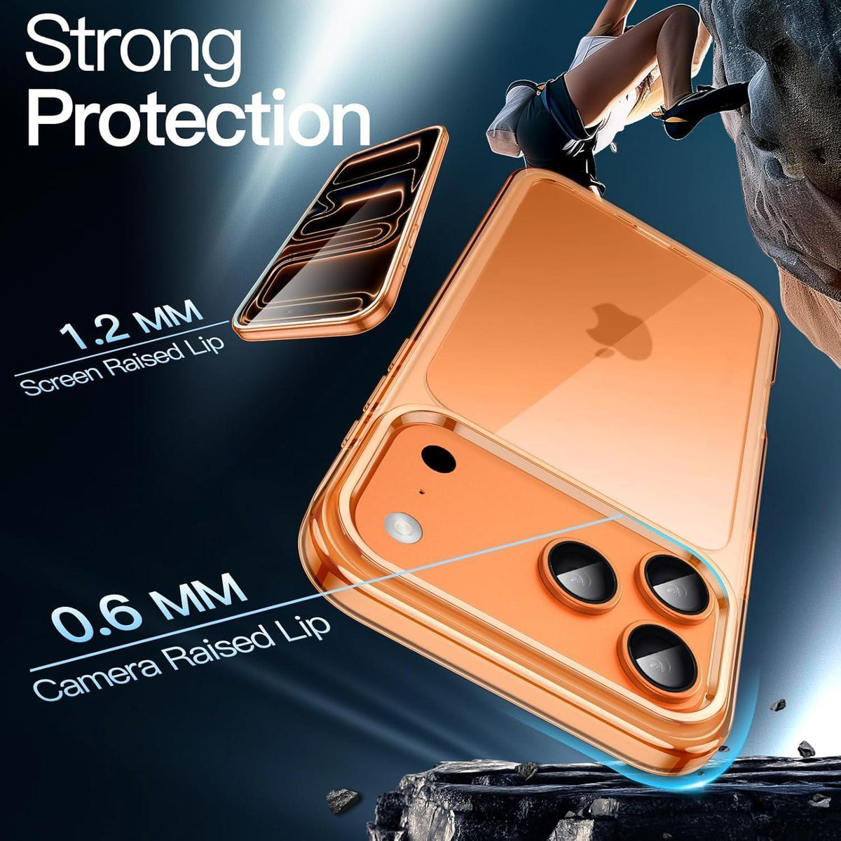 iPhone 17 Pro Max Hülle transparent orange, stoßfest