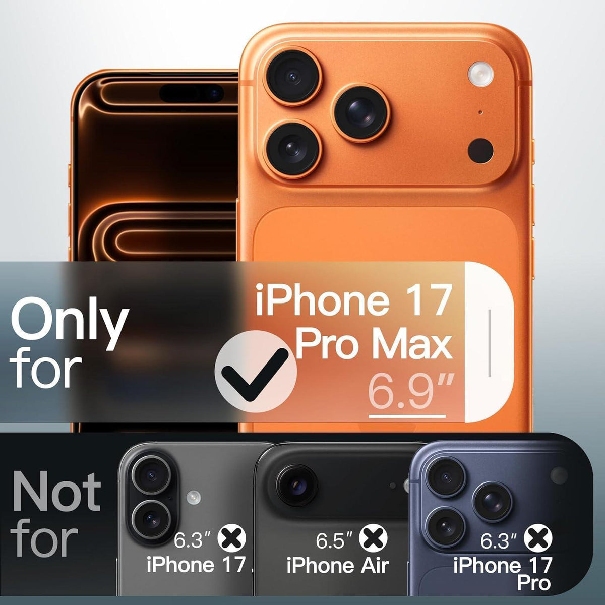 iPhone 17 Pro Max Hülle, matt transluzent, stoßfest, orange