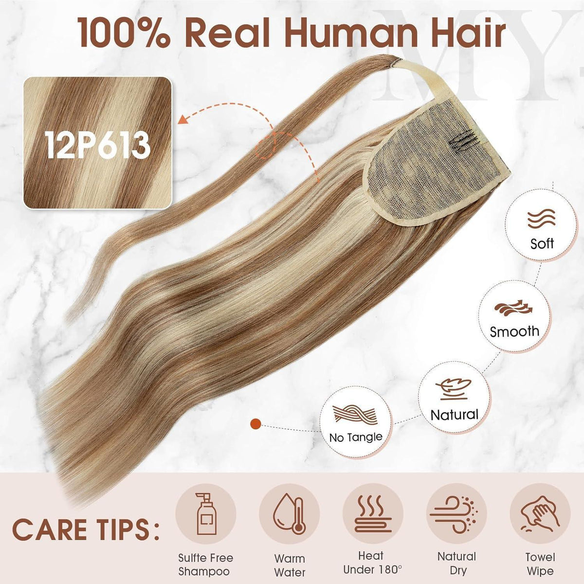Echthaar Zopf Extension 40 cm Goldbraun & Blond