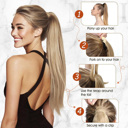 Echthaar Zopf Platinblond 40cm – Haarverlängerung mit Klettverschluss