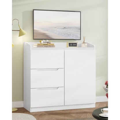 Weißes Sideboard mit 3 Schubladen & Tür – 87x80x40 cm