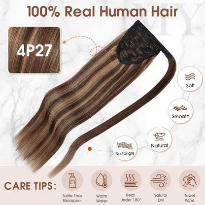 Echthaar Zopf Extension Mittelbraun/Dunkelblond 50 cm