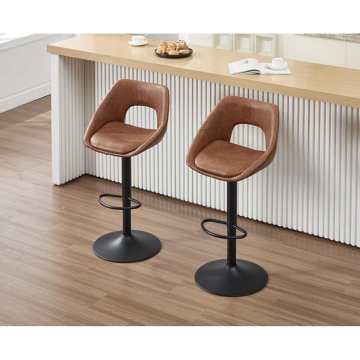 4 Barhocker höhenverstellbar mit Fußstütze & Rückenlehne