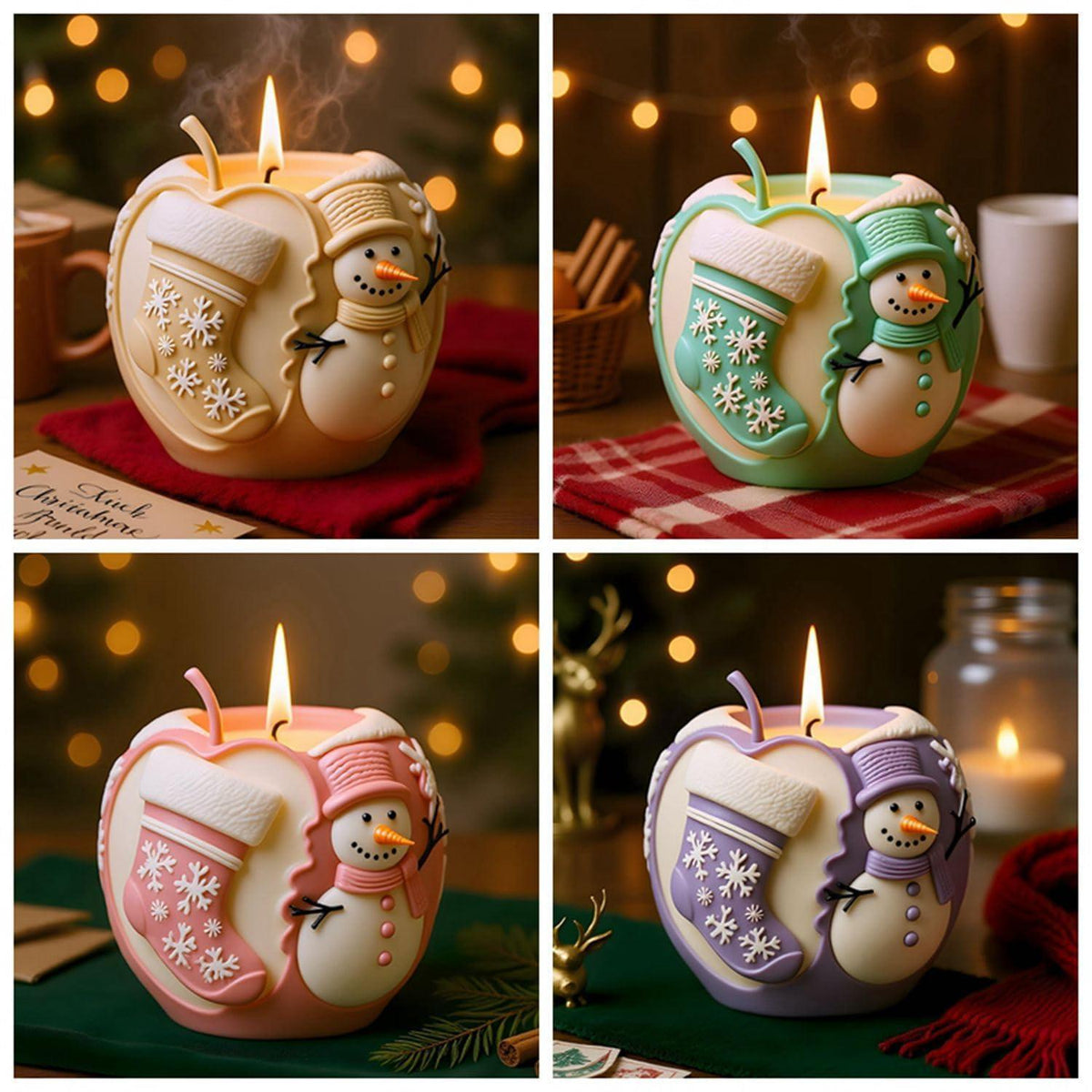 3D Silikon Weihnachtsformen Set - Apfel, Socken, Schneemann