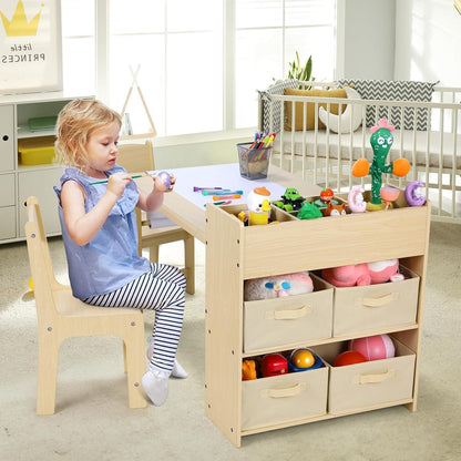 Kindertisch mit 2 Stühlen, Maltisch & Basteltisch, Gelb