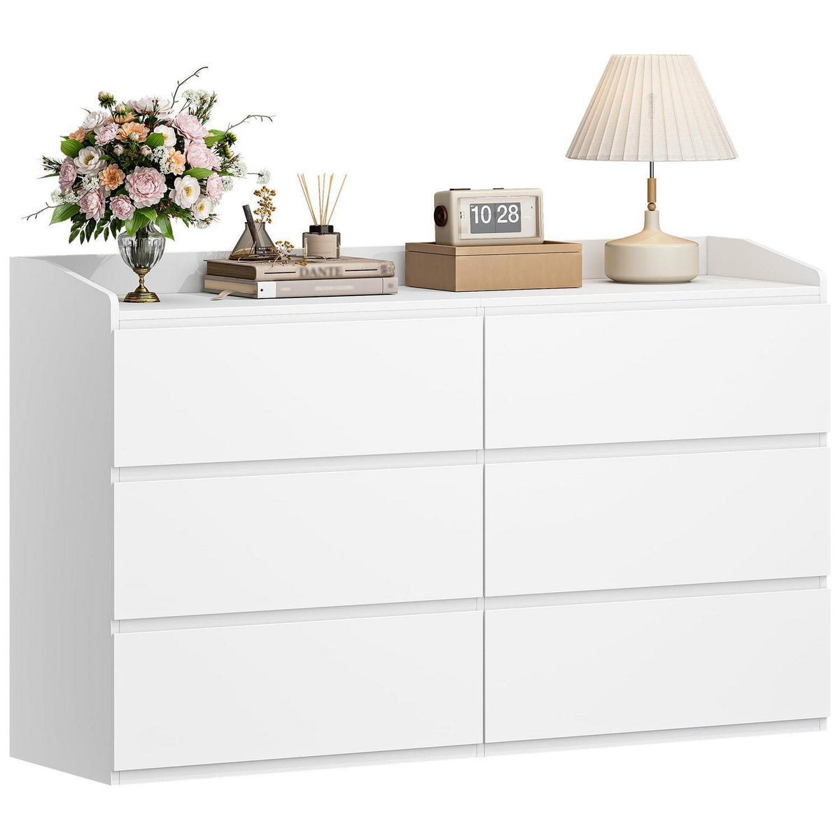 Kommode 138 cm mit 6 Schubladen & Arbeitsfläche Weiß