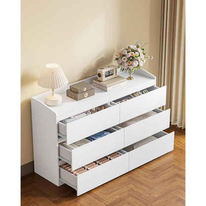 Kommode 138 cm mit 6 Schubladen & Arbeitsfläche Weiß