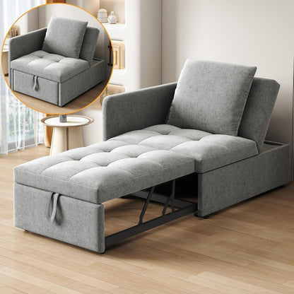 Schlafsofa Klein – 3-in-1 Schlafsessel mit Bettfunktion (Hellgrau)
