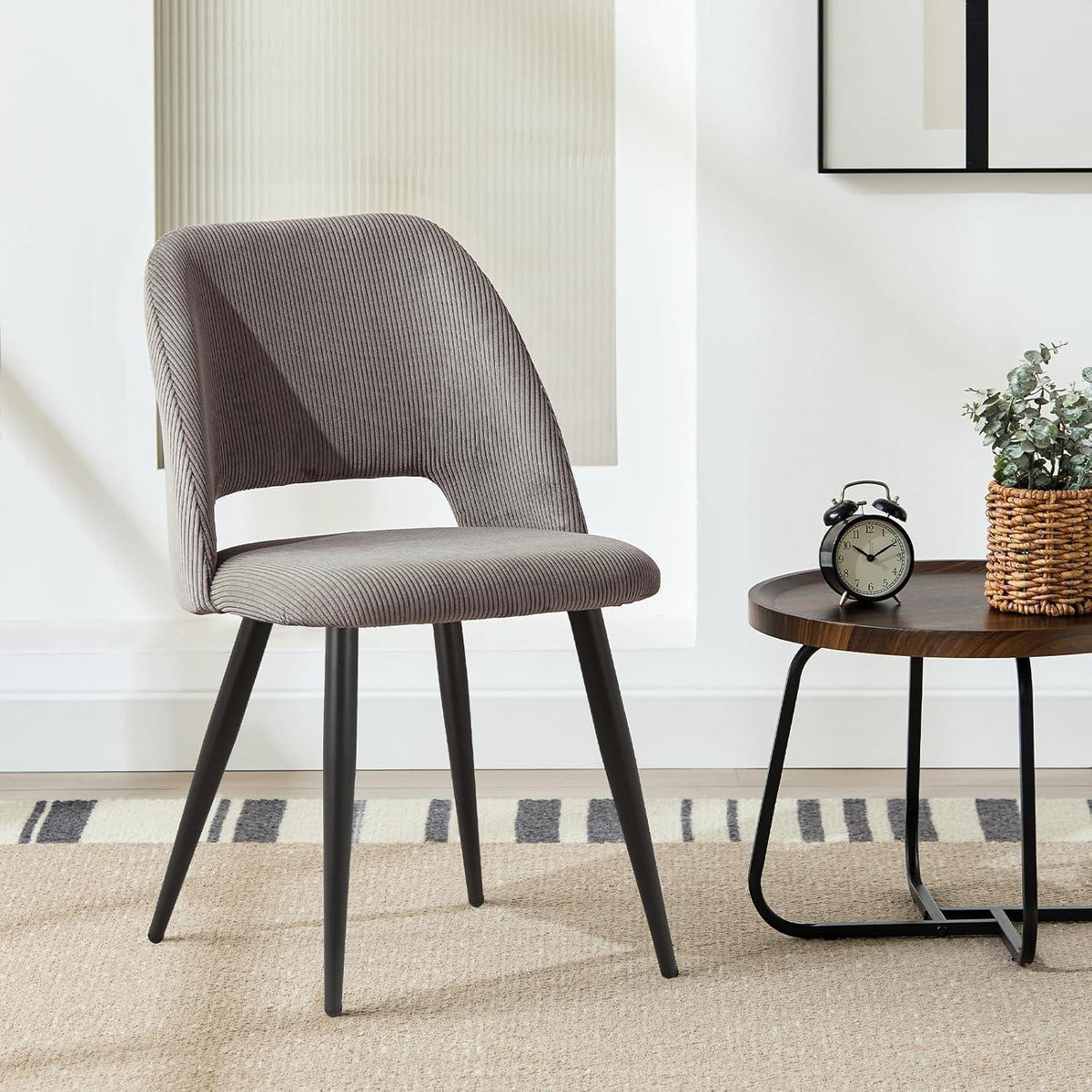 Esszimmerstühle 4er Set Kordsamt Braun Ergonomisch