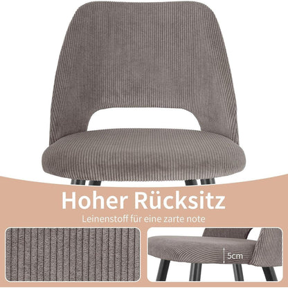 Esszimmerstühle 4er Set Kordsamt Braun Ergonomisch