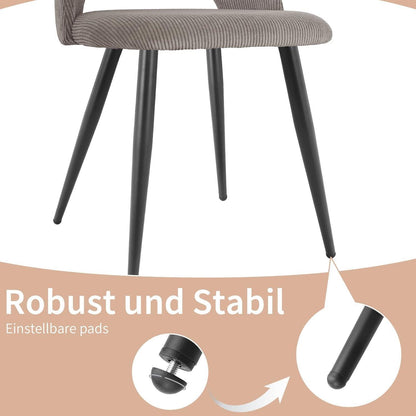 Esszimmerstühle 4er Set Kordsamt Braun Ergonomisch