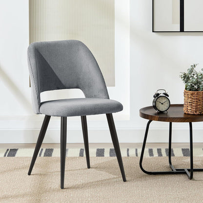Esszimmerstühle Set 4 Grau, Kordsamt Gepolstert & Robust