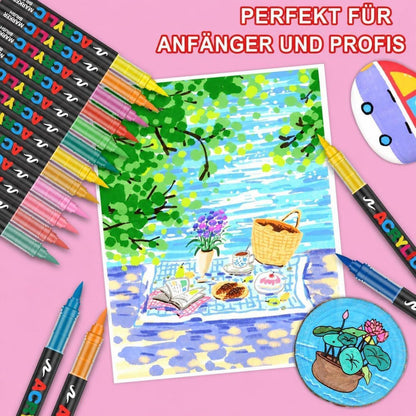 168 Acrylstifte Set mit Pinselspitze – Wasserfest & Vielseitig