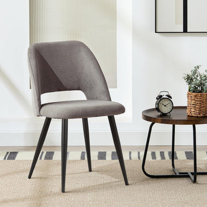 Esszimmerstühle 2er Set Kordsamt Braun Ergonomisch