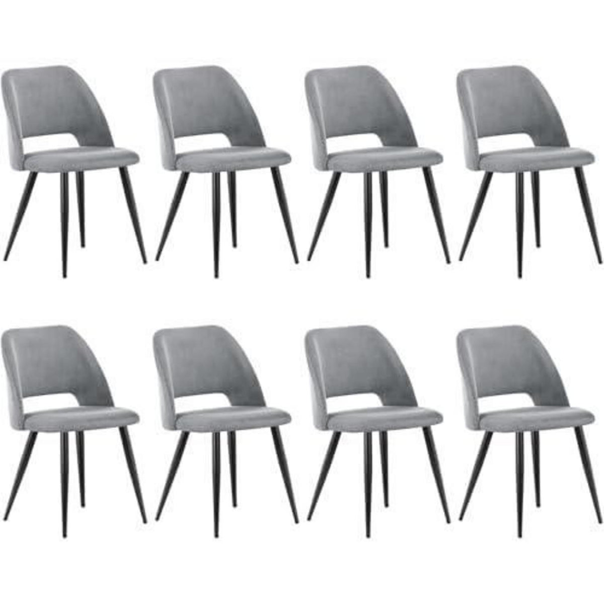 8x Esszimmerstuhl Grau Kordsamt Gepolstert, Ergonomisch & Robust