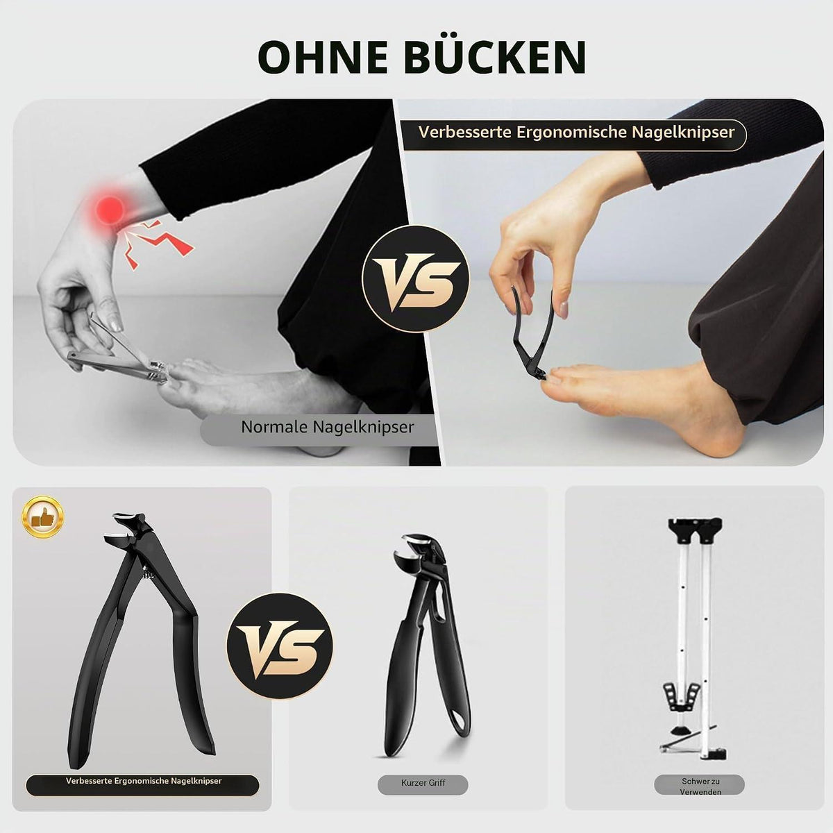Zehennagelknipser lang gebogen für dicke Zehennägel Senioren