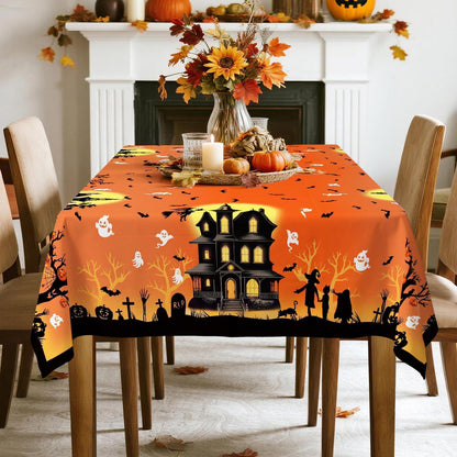 Halloween Tischdecke Karo Orange Rechteckig 140x180 cm