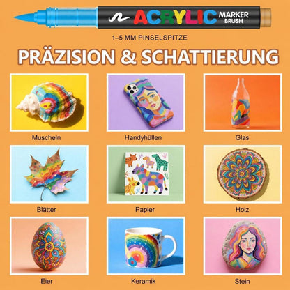Acrylstifte Set 288 Farben – Pinselspitze für Steine, Glas & mehr