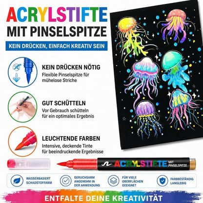 Acrylstifte Set 288 Farben – Pinselspitze für Steine, Glas & mehr
