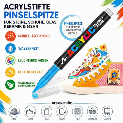 Acrylstifte Set 168 Farben – Pinselspitze für Steine, Glas & mehr
