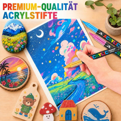 Acrylstifte Set 168 Farben – Pinselspitze für Steine, Glas & mehr
