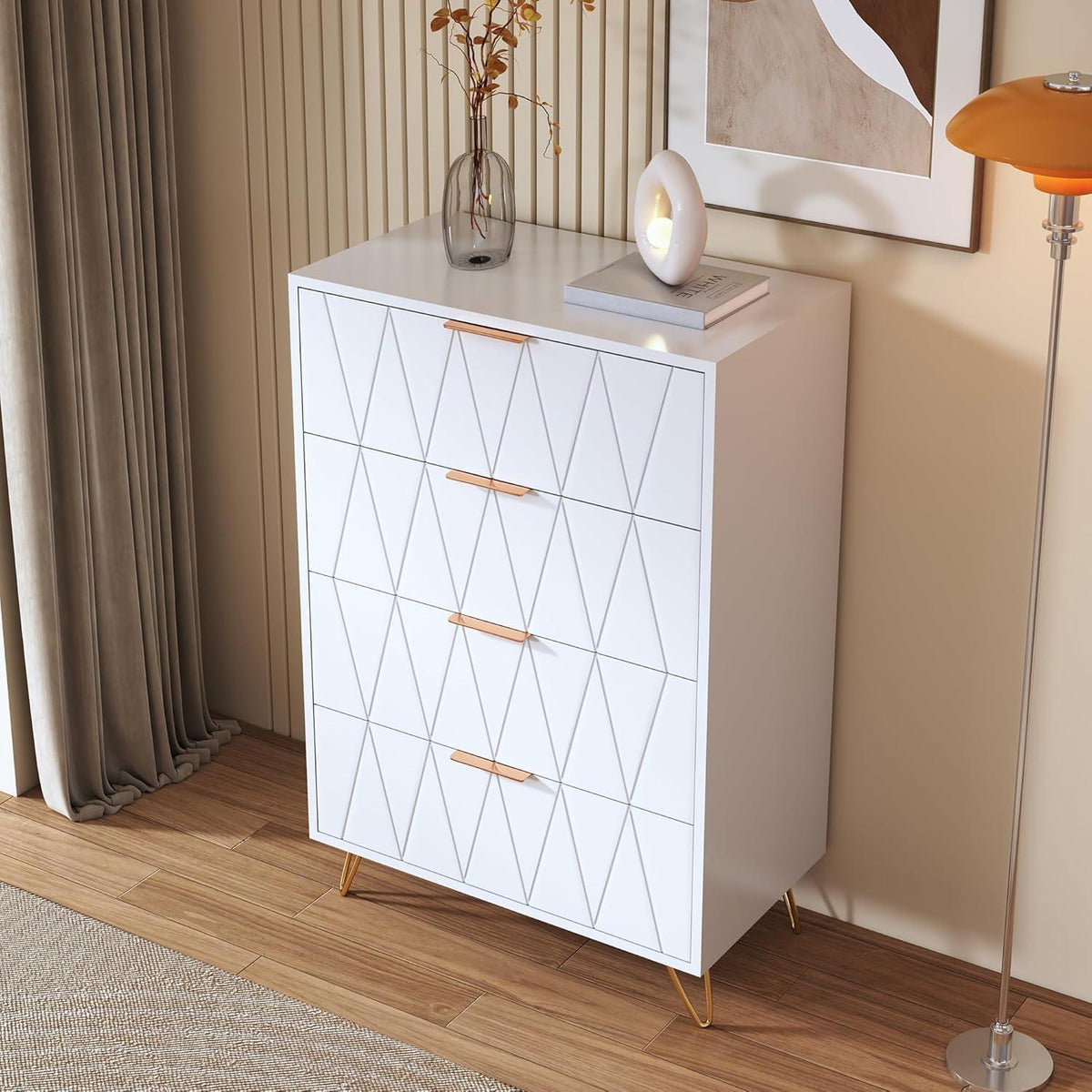 Weiße Kommode mit 4 Schubladen – Schlafzimmer & Wohnzimmer