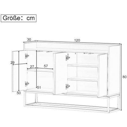 Weißes Sideboard mit 4 Türen & Metallbeinen – 120x30x80 cm