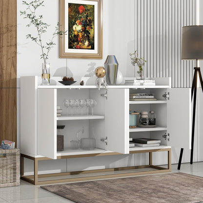 Weißes Sideboard mit 4 Türen & Metallbeinen – 120x30x80 cm