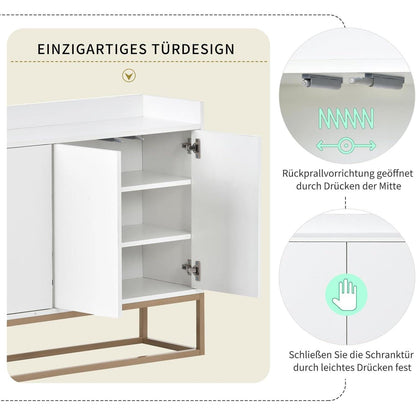Weißes Sideboard mit 4 Türen & Metallbeinen – 120x30x80 cm