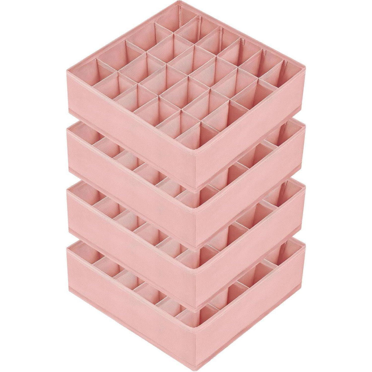 Aufbewahrungsboxen 4er Set, 24 Fächer, faltbar, rosa